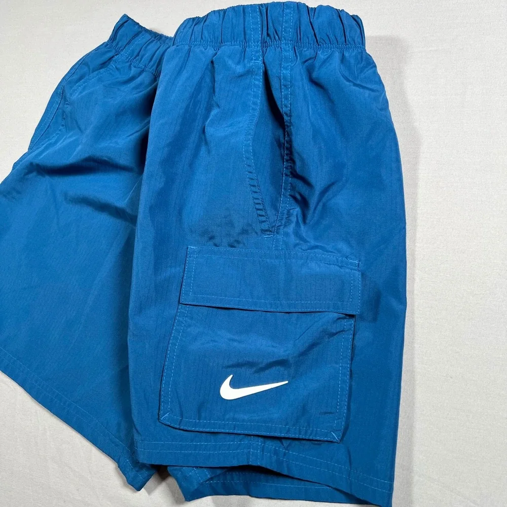 Nike Swim Cargo Swim Shorts Trunks Mesh Lined Size Medium Blue